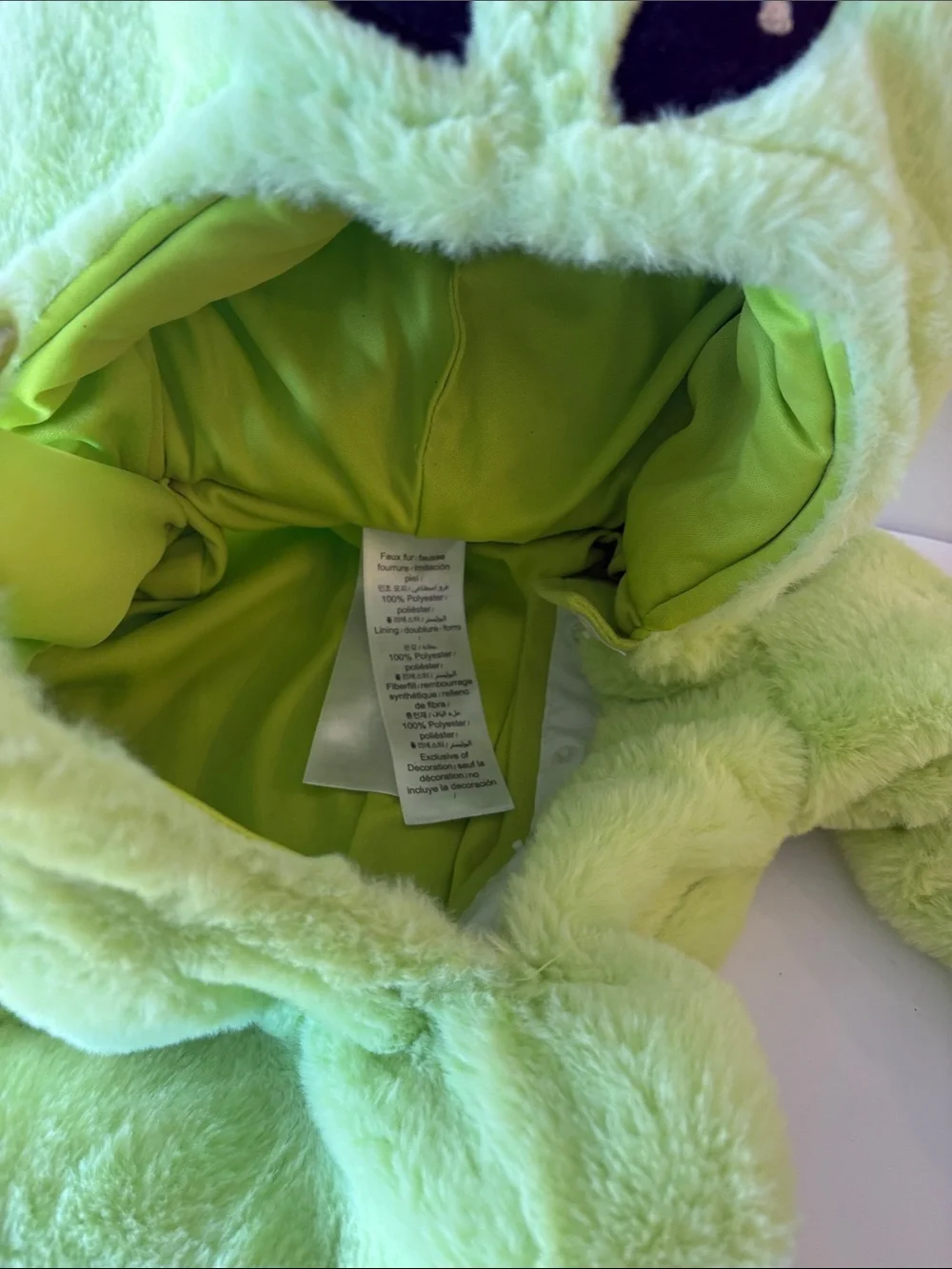 Pottery Barn Neon Green Alien Plush Hooded Costume Halloween. Brand new 12-24 mo - Picture 5 of 6
